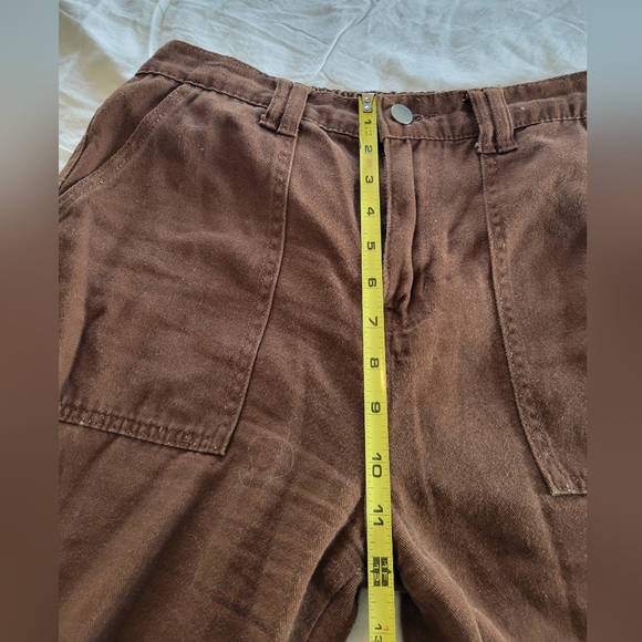 Brown Cargo Pants Small Cotton Utility Wide Leg Y2K Streetwear Size Medium - Picture 10 of 11